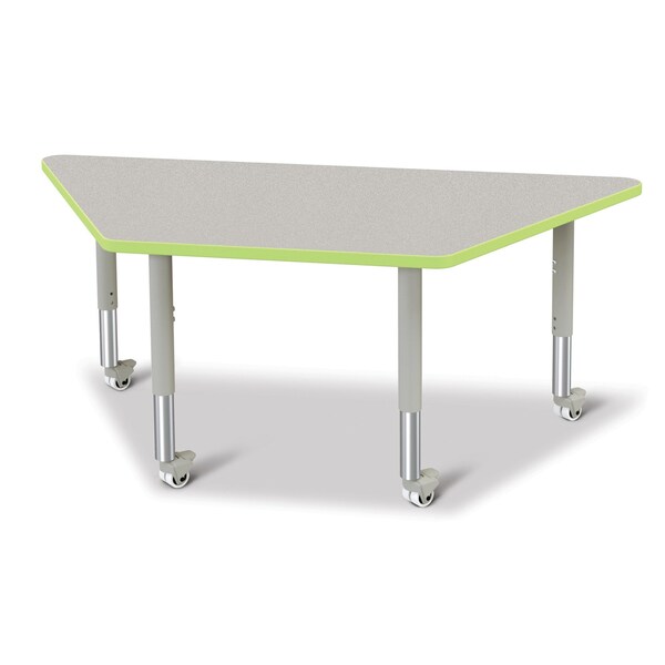Berries Trapezoid Activity Tables, 30 in. x 60 in., Mobile, Freckled Gray/Key Lime/Gray